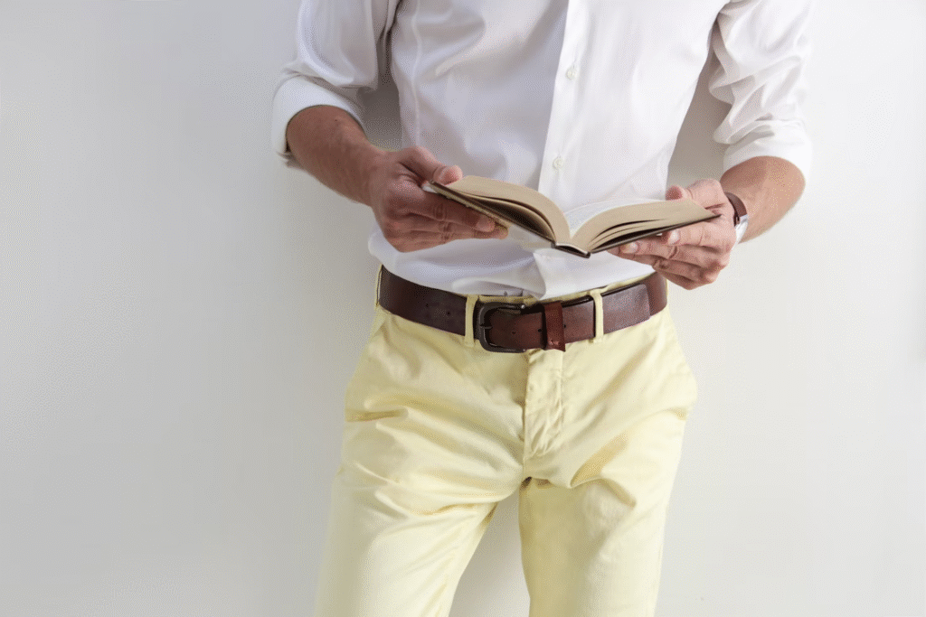 t-shirt and chinos - 5 Outfits That Work for Both Dry and Rainy Weather in Nigeria